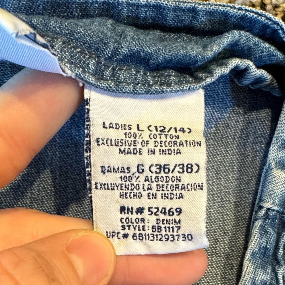 Vintage Bobbie Brooks Blue Denim Vest with Floral Embroidery